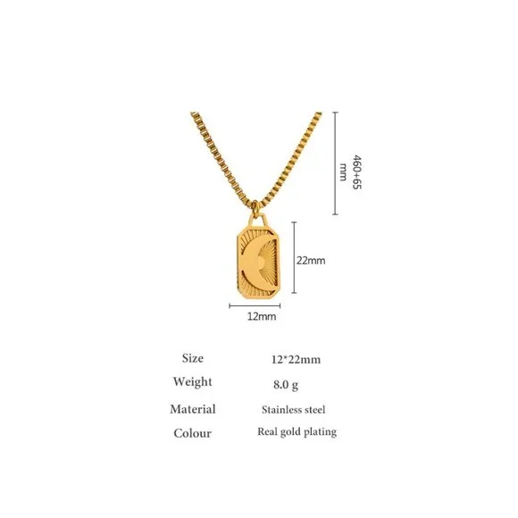 ^NEW 18K Gold Plated Crescent Moon Box Chain Pendant Necklace - Picture 6 of 6